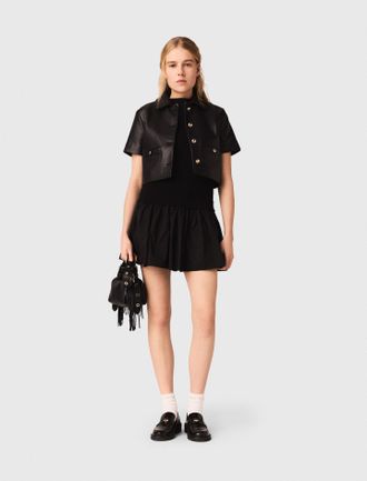 Maje Cropped Leather Jacket - Black - Maje