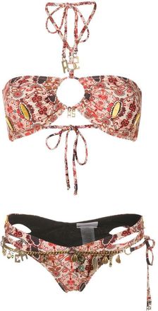 Amir Slama charm-detail halterneck bikini - women - Polyimide/Elastane - GG - Red