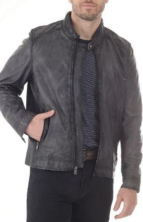 Missani Le Collezioni Leather Moto Jacket in Charcoal at Nordstrom Rack, Size X-Large