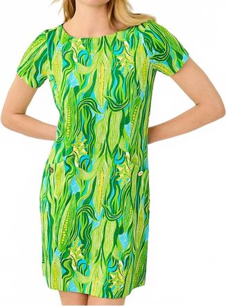 Lilly Pulitzer Upf 50+ Chelle Mini Dress In Turquoise Tide Sweet Corn