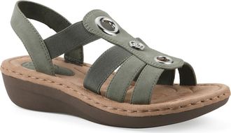White Mountain Casimir Grommet Stud Wedge Sandal in Sage/Nubuck at Nordstrom Rack, Size 6.5