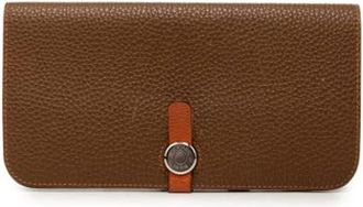 Herm&egrave;s Pre-owned Dogon Duo Portemonnee - Dames - Vintage Accessoires - Bruin - ONE Size - Leer - Vintage