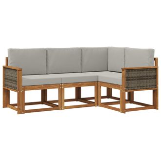 vidaXL Conjunto De Sof&aacute;s De Exterior 4 Pcs Natural Y Gris Claro Vidaxl