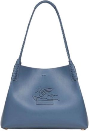 Etro Bolso Shopper Libra Peque&ntilde;o - Dames - Schoudertassen - Blauw - ONE Size - Leer - Tassen