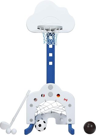 Costway Costway Soporte De Baloncesto Para Ni&ntilde;o Altura Ajustable Con Porter&iacute;a De F&uacute;tbol Y Golf Juguete Centro Actividad Para Infantil
