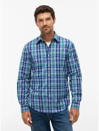 Tommy Hilfiger Mens Regular Fit Plaid Shirt - Anchor Blue - XXL