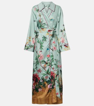 La DoubleJ Midnight floral silk wrap dress