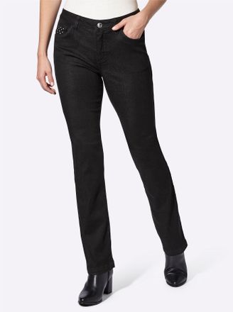 Heine 5-Pocket-Jeans HEINE, Damen, Gr. 34, Normalgr&ouml;ssen, schwarz, 56% Baumwolle, 19% Polyester, 14% Lyocell, 10% Viskose, 1% Elasthan, unifarben, lang, Jea