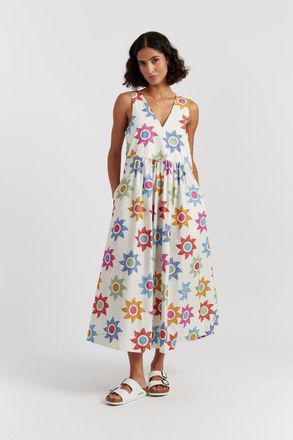 Chinti and Parker Cotton Sol Summer Dress in Cream at Nordstrom, Size 6