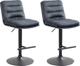 Clp Clp - Set De 2 Taburetes De Bar Damar En Terciopelo Gris Oscuro Negro