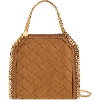 Stella McCartney Mini Falabella Woven Faux Suede Crossbody Bag in Brandy at Nordstrom
