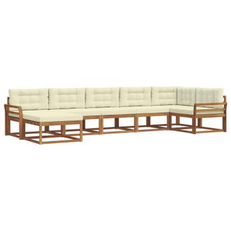 vidaXL Conjunto De Sof&aacute;s De Exterior Con Coj&iacute;n 7 Pcs Natural Y Crema Vidaxl