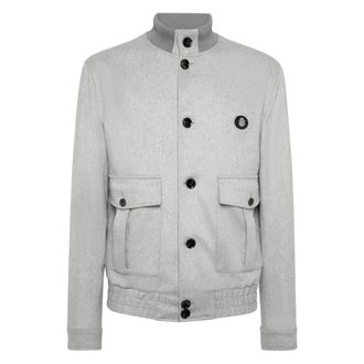 Billionaire Boys Club Cashmere Wool Bomber Jacket - Heren - Zomerjassen - Grijs - 5XL - Polyester - Jassen