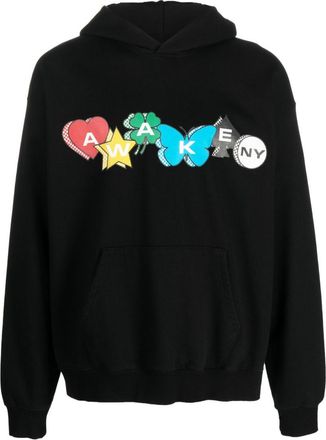 Awake NY Black Printed Charm Logo Hoodie