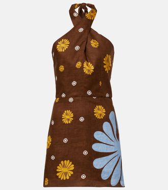 Cala de la Cruz Venta halterneck floral minidress