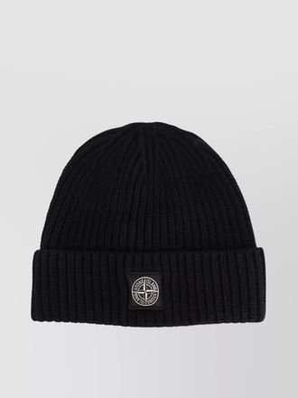 Stone Island ribbed knit wool beanie hat