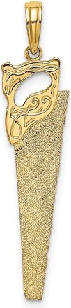 Diamond2Deal 14k Yellow Gold 3-D Flat Hand Saw Charm Pendant