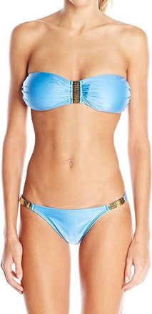 Vix Solid Detail Brazilian Bikini Bottom In Malibu Blue