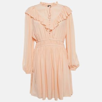 Maje Orange Crepe Ruffled Mini Dress