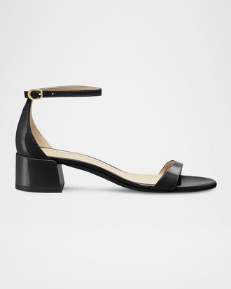 Stuart Weitzman Nudist Patent Ankle-Strap Sandals