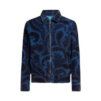 Etro Etro, Light Jackets, male, Blue, Size: XL Blue Paisley Zip-Up Jacket