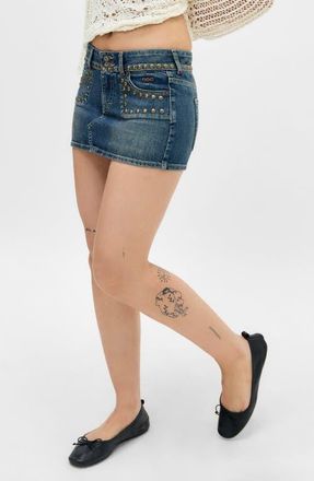 BDG Stud Double Shank Denim Miniskirt at Nordstrom, Size X-Large