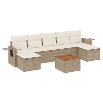 vidaXL Vidaxl - Set Divano Da Giardino 8 Pz Con Cuscini Beige In Polyrattan