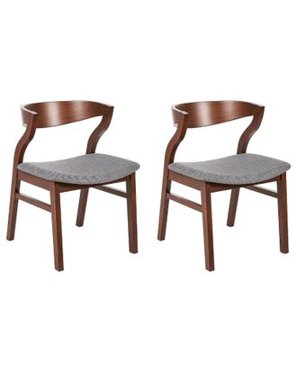 Beliani Beliani - Set Di 2 Sedie Da Pranzo Retr&ograve; Imbottite Legno Scuro E Grigio Maroa