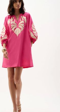 Joseph Ribkoff Womens Stretch cotton floral embroidered straight dress - Pink - Size: 18/16