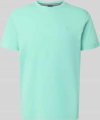 Lerros T-Shirt mit Rundhalsausschnitt und Logo-Stitching in Mint, Gr&ouml;&szlig;e XXXL