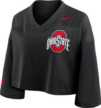 Nike Ohio State Jersey Nike Womens Dri-FIT College Cropped Top in Black | 03O300AOH-V4C
