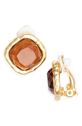 Karine Sultan Bezel Clip-On Earrings in Gold at Nordstrom