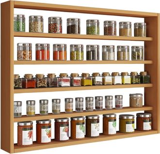 ebuy24 Estante De Cocina De Madera Vcm Colgante Dimensiones Aprox. Al. 60 X An. 80 X P. 10 Cm Estante Colgante Con Cinco Compartimentos Estante De Pared Esta