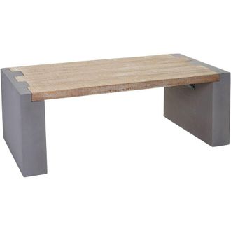 Hhg [NON UTILIZZATO] Tavolino salotto quadrato divano elegante HHG-905 legno di pino massello 46x122x60cm effetto calcestruzzo