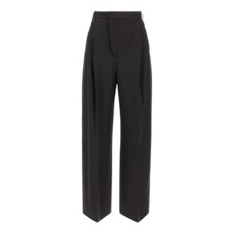Victoria Beckham Charlee Broeken - Dames - Wijde Broeken - Zwart - 2XS - Wol - Broeken
