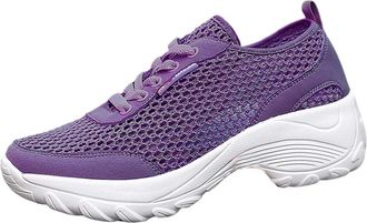 Generic Women Plantar Fasciitis Platform Gym Trainers Womens Shoes Ethnic Casual Shoes Summer Fashion Hollow Breathable Flat Heel Soft Sole Casual Gym Sneaker