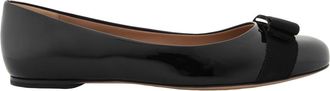 Ferragamo Ladies Black Patent Vara Bow Ballerina Shoes, Size 10 D