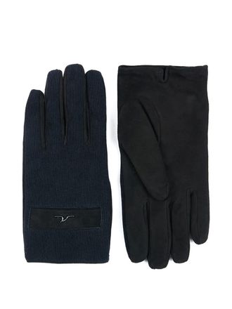 Paul & Shark corduroy gloves - men - Polyester/Lambskin/Wool - 10 - Black