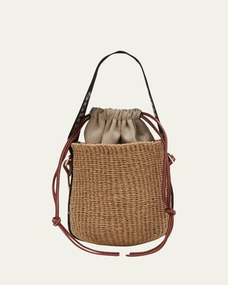 Chlo&eacute; Woody Small Mifuko Basket Bag with Logo Webbing