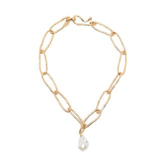Forte_Forte Necklaces, female, Yellow, Size: ONE SIZE Sculptural Necklace with Pearl Detail