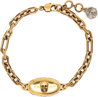 Alexander McQueen Gouden Skull Kettingarmband - Dames - Armbanden - Geel - ONE Size - Accessoires