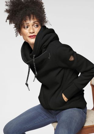 Ragwear Kapuzensweatshirt RAGWEAR GRIPYBUTTON Gr. XS, schwarz, Sweatshirts, Damen, XS, Sweatware, Obermaterial: 70% Baumwolle, 30% Polyester, kontrastfarbene 