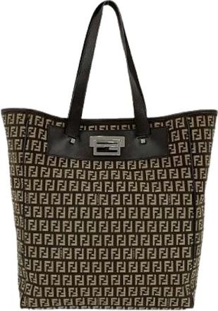 Fendi Pre-owned Tote Bags, female, Brown, Size: ONE SIZE Pre-owned Canvas Tote