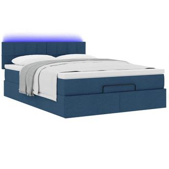 vidaXL Vidaxl - Estructura De Cama Otomana Colch&oacute;n Tela Azul Pardo 140x200cm