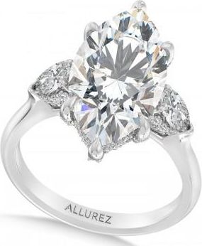 Allurez Marquise Lab Diamond Engagement Ring 14K White Gold (8.00ct)