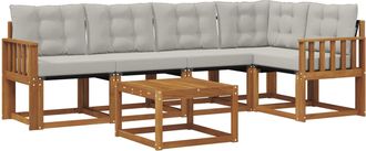vidaXL Conjunto De Sof&aacute;s De Exterior 6 Uds. Gris Natural Y Claro Vidaxl