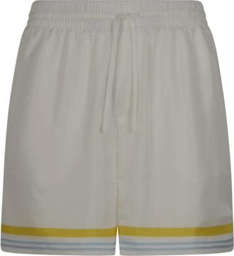 Casablanca Tennis Landscape Silk Shorts - Heren - Korte Broeken - Wit - S - Korte Broeken