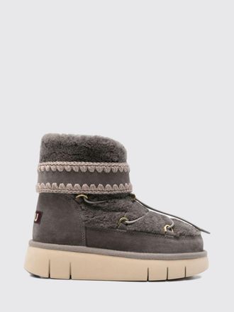 Mou Stivaletti in shearling scamosciato con ricami e coulisse regolabile