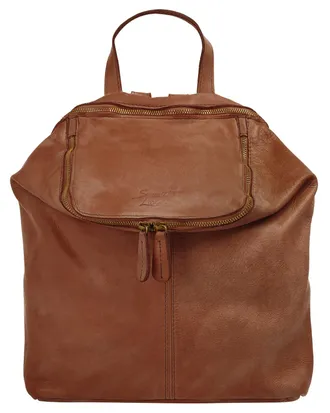Samantha Look Cityrucksack SAMANTHA LOOK, Damen, Gr. B/H/T: 36cm x 30cm x 15cm, onesize, braun (cognac), Leder, Rindsleder, Retro, Rucks&auml;cke Cityrucksack, echt Lede