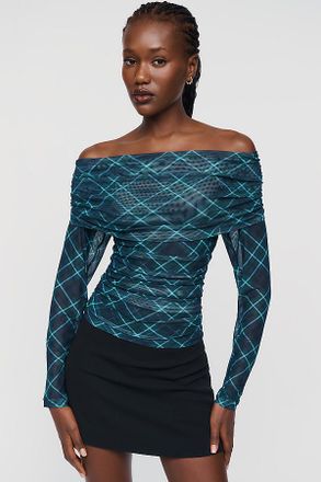 Maeve Aleda Mesh Off-Shoulder Top